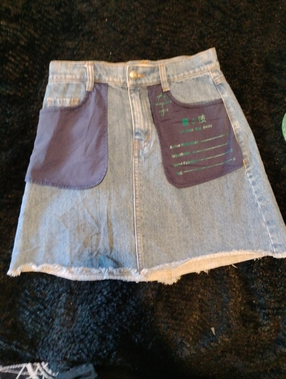 Denim Mini Skirt with Navy Pocket Accents